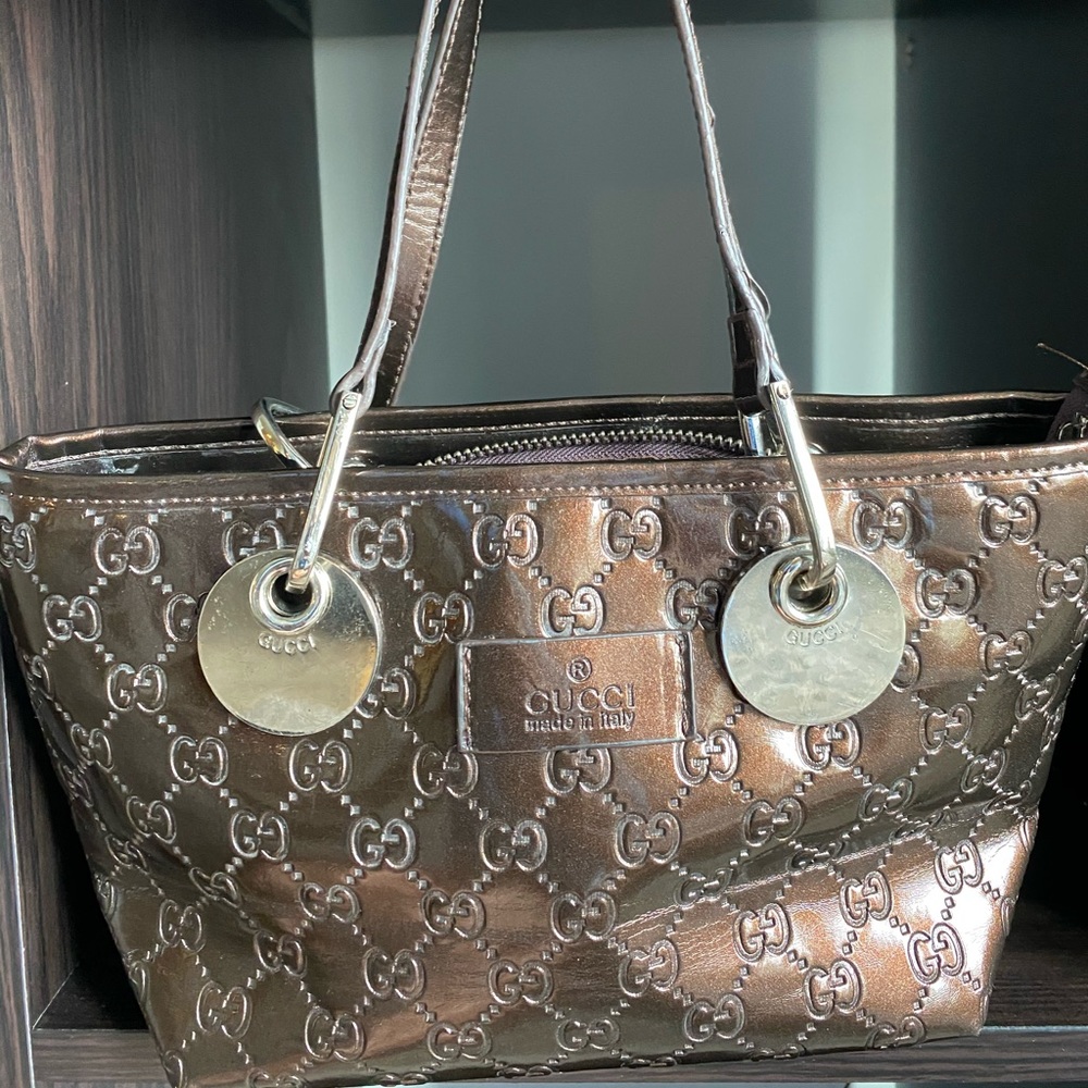 GUCCI vintage brown leather hobo bag.